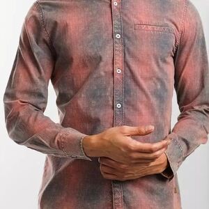 Outpost Makers Stylish Men's M Casual Button Down Shirt in Red and Gray
